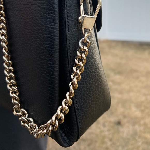 Gucci Dollar Calfskin Interlocking G Top Handle Shoulder Bag Black - Picture 13 of 15